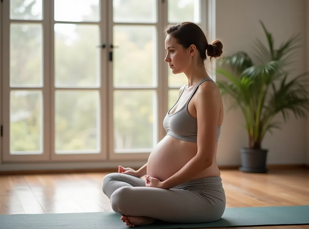 Pregnancy wellness yoga practice session